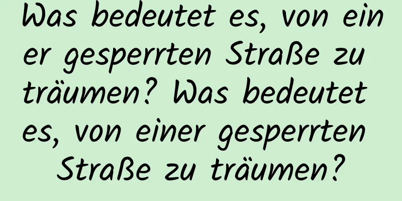 Was bedeutet es, von einer gesperrten Straße zu träumen? Was bedeutet es, von einer gesperrten Straße zu träumen?