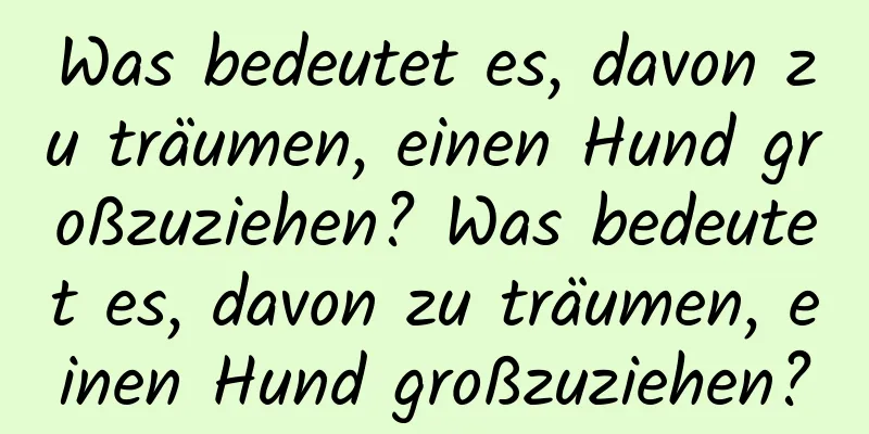 Was bedeutet es, davon zu träumen, einen Hund großzuziehen? Was bedeutet es, davon zu träumen, einen Hund großzuziehen?