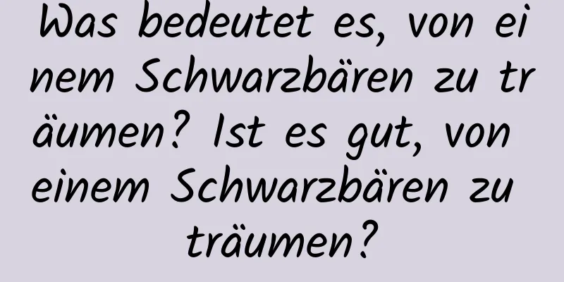 Was bedeutet es, von einem Schwarzbären zu träumen? Ist es gut, von einem Schwarzbären zu träumen?
