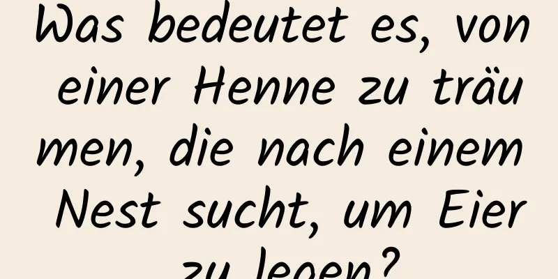 Was bedeutet es, von einer Henne zu träumen, die nach einem Nest sucht, um Eier zu legen?