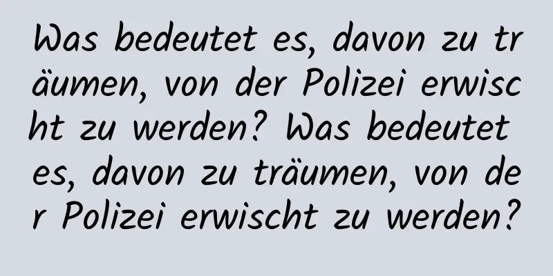 Was bedeutet es, davon zu träumen, von der Polizei erwischt zu werden? Was bedeutet es, davon zu träumen, von der Polizei erwischt zu werden?