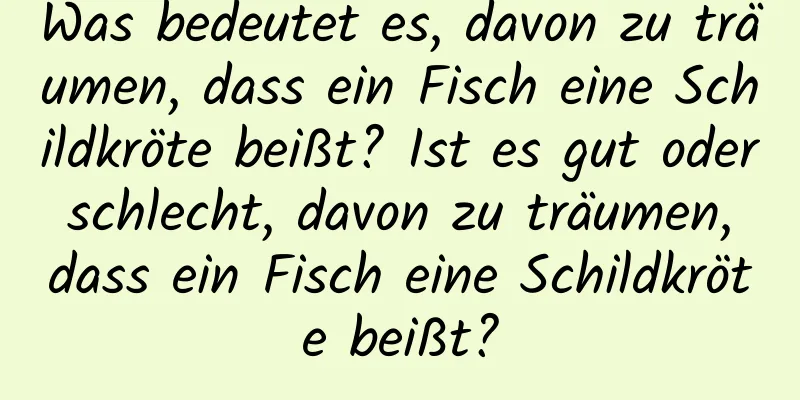 Was bedeutet es, davon zu träumen, dass ein Fisch eine Schildkröte beißt? Ist es gut oder schlecht, davon zu träumen, dass ein Fisch eine Schildkröte beißt?