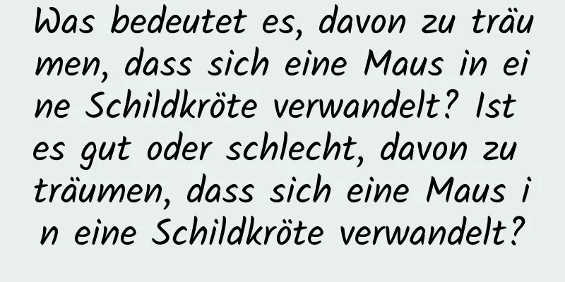 Was bedeutet es, davon zu träumen, dass sich eine Maus in eine Schildkröte verwandelt? Ist es gut oder schlecht, davon zu träumen, dass sich eine Maus in eine Schildkröte verwandelt?