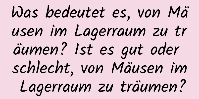 Was bedeutet es, von Mäusen im Lagerraum zu träumen? Ist es gut oder schlecht, von Mäusen im Lagerraum zu träumen?