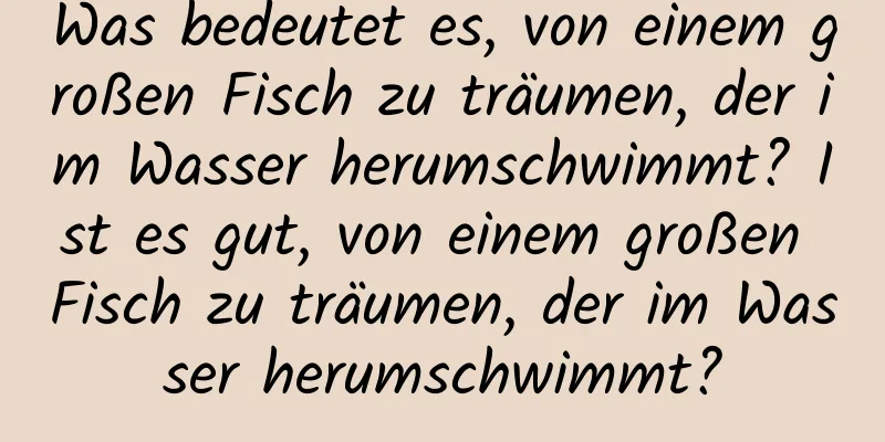 Was bedeutet es, von einem großen Fisch zu träumen, der im Wasser herumschwimmt? Ist es gut, von einem großen Fisch zu träumen, der im Wasser herumschwimmt?
