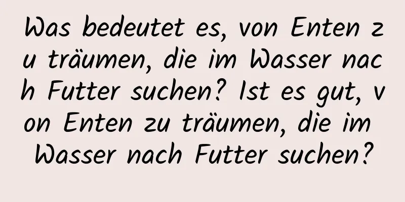 Was bedeutet es, von Enten zu träumen, die im Wasser nach Futter suchen? Ist es gut, von Enten zu träumen, die im Wasser nach Futter suchen?