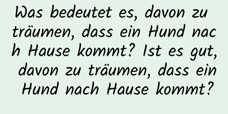 Was bedeutet es, davon zu träumen, dass ein Hund nach Hause kommt? Ist es gut, davon zu träumen, dass ein Hund nach Hause kommt?