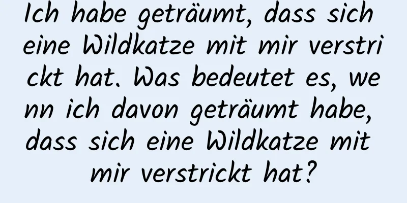 Ich habe geträumt, dass sich eine Wildkatze mit mir verstrickt hat. Was bedeutet es, wenn ich davon geträumt habe, dass sich eine Wildkatze mit mir verstrickt hat?
