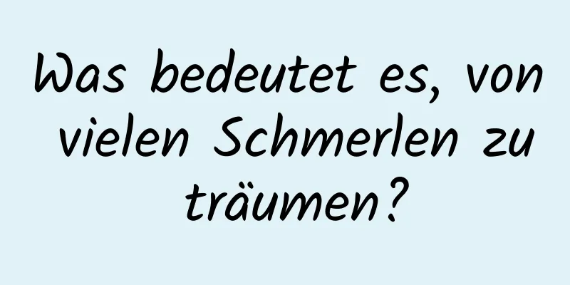 Was bedeutet es, von vielen Schmerlen zu träumen?