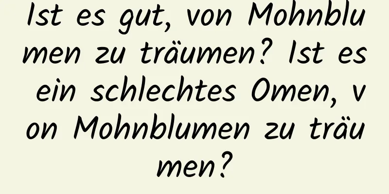 Ist es gut, von Mohnblumen zu träumen? Ist es ein schlechtes Omen, von Mohnblumen zu träumen?