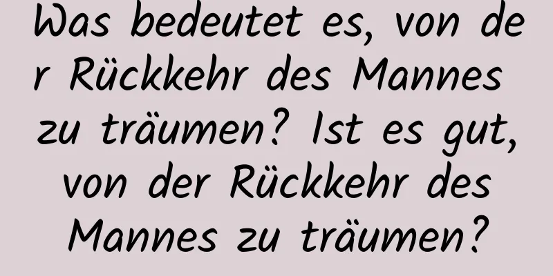 Was bedeutet es, von der Rückkehr des Mannes zu träumen? Ist es gut, von der Rückkehr des Mannes zu träumen?