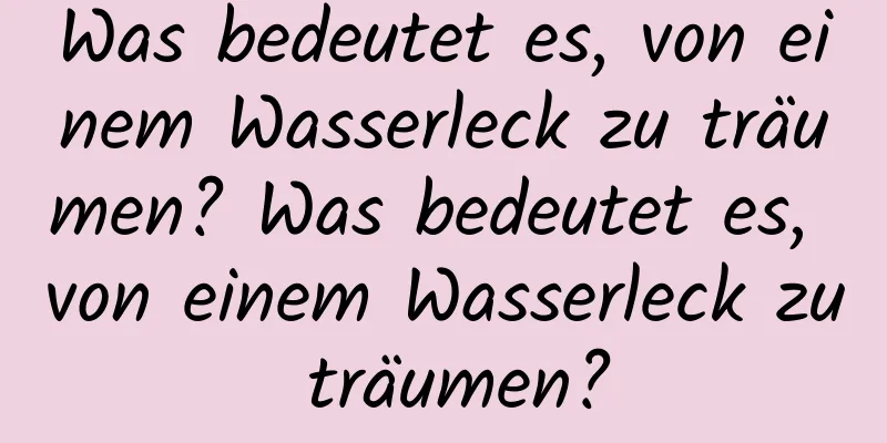 Was bedeutet es, von einem Wasserleck zu träumen? Was bedeutet es, von einem Wasserleck zu träumen?