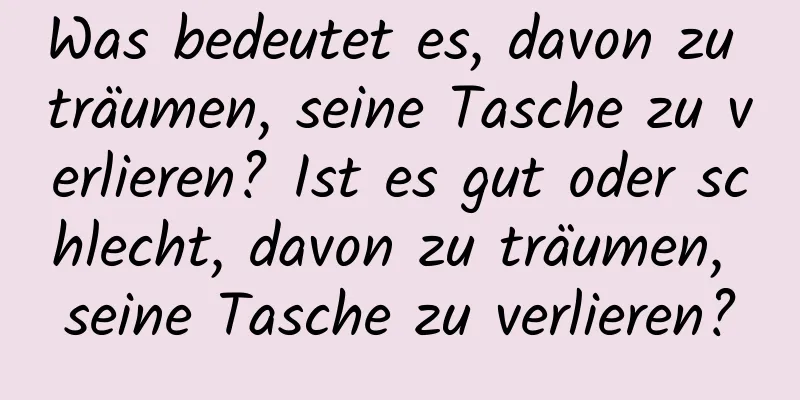 Was bedeutet es, davon zu träumen, seine Tasche zu verlieren? Ist es gut oder schlecht, davon zu träumen, seine Tasche zu verlieren?