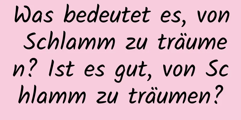 Was bedeutet es, von Schlamm zu träumen? Ist es gut, von Schlamm zu träumen?