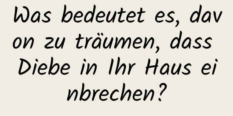 Was bedeutet es, davon zu träumen, dass Diebe in Ihr Haus einbrechen?
