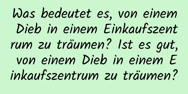 Was bedeutet es, von einem Dieb in einem Einkaufszentrum zu träumen? Ist es gut, von einem Dieb in einem Einkaufszentrum zu träumen?