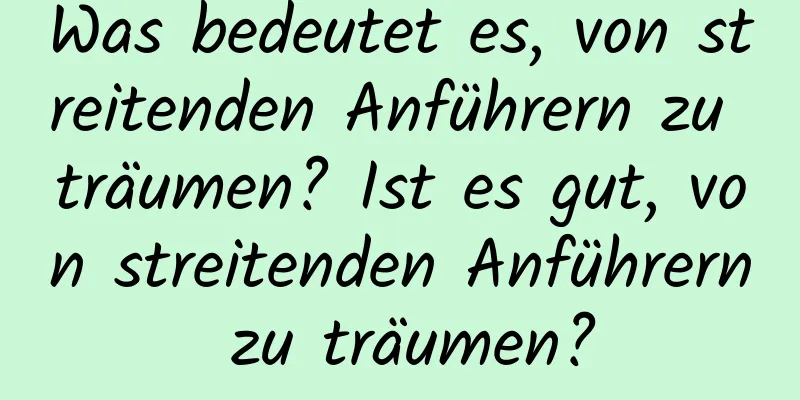 Was bedeutet es, von streitenden Anführern zu träumen? Ist es gut, von streitenden Anführern zu träumen?