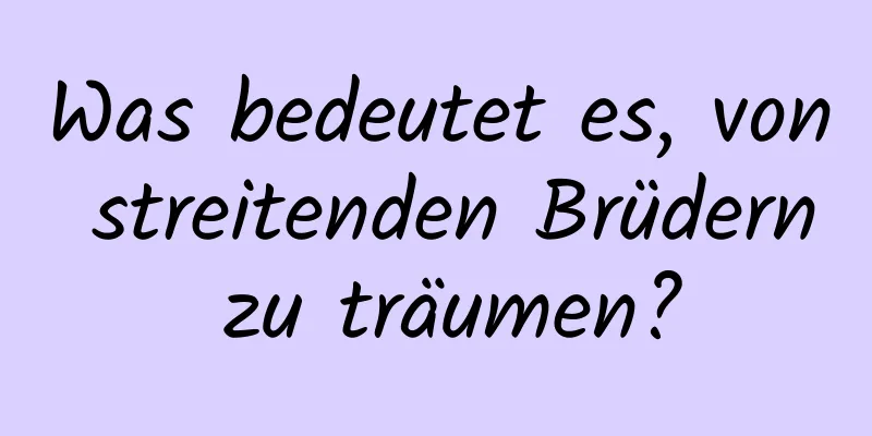 Was bedeutet es, von streitenden Brüdern zu träumen?